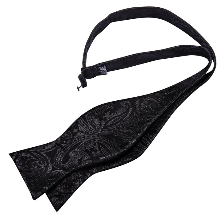 silk formal office balck paisley bow tie for mens suit