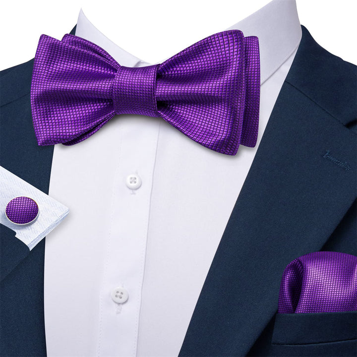 purple plaid silk men bow tie ser for formal office business