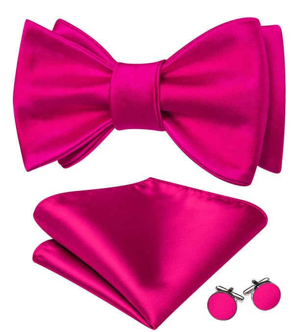 silk solid seof-tied hot pink bow tie for men