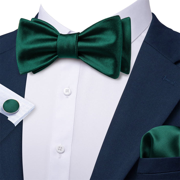 Tuxedo Bow Tie Sapphire Pine Green Solid Men's Silk Self-bow tie fashionable