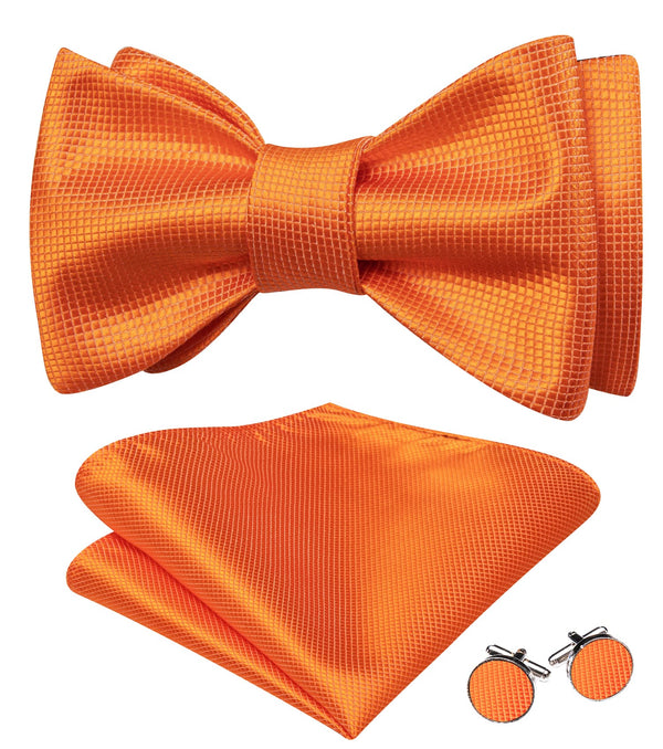 orange plaid mens silk self-tied Tuxedo bow ties for men