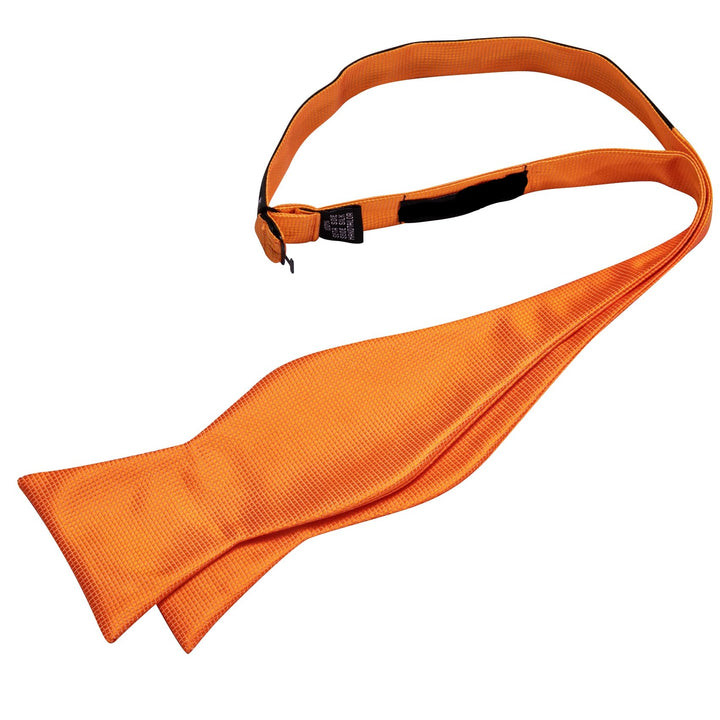 Tuxedo Bow Tie Hot Orange Plaid  silk mens bowties pocket square cufflinks set