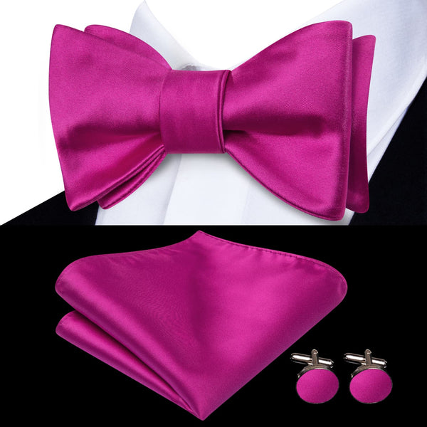fashion business design solid purple pink bow ties handkerchief cufflinks set for black suit