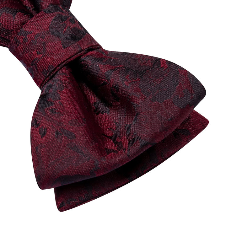 fashion sale silk floral red bowtie handkerchief cufflinks set for mens suit dress