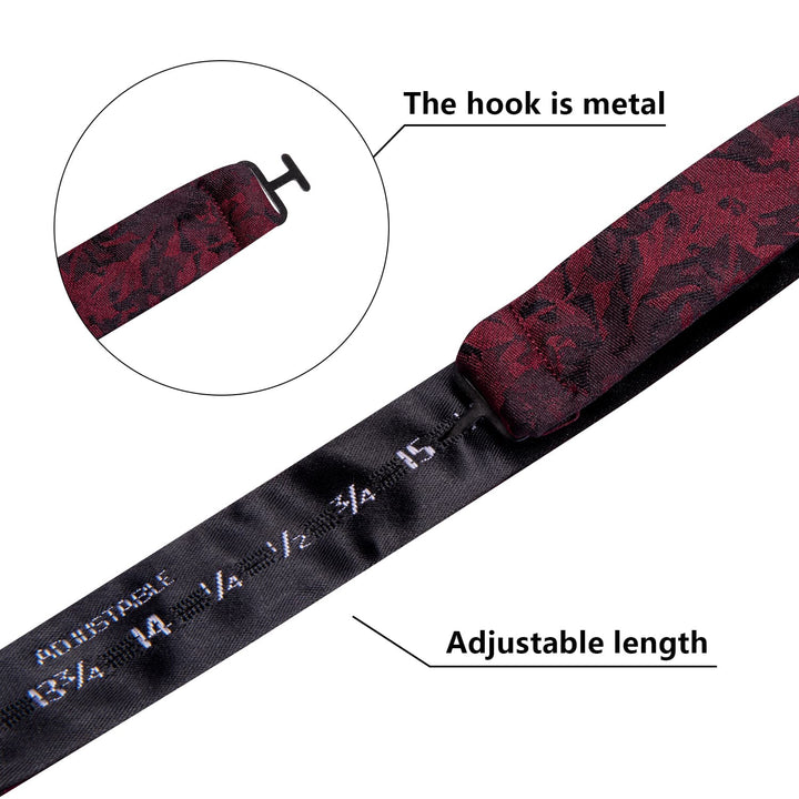 fashion sale silk floral red bowtie handkerchief cufflinks set for mens suit dress