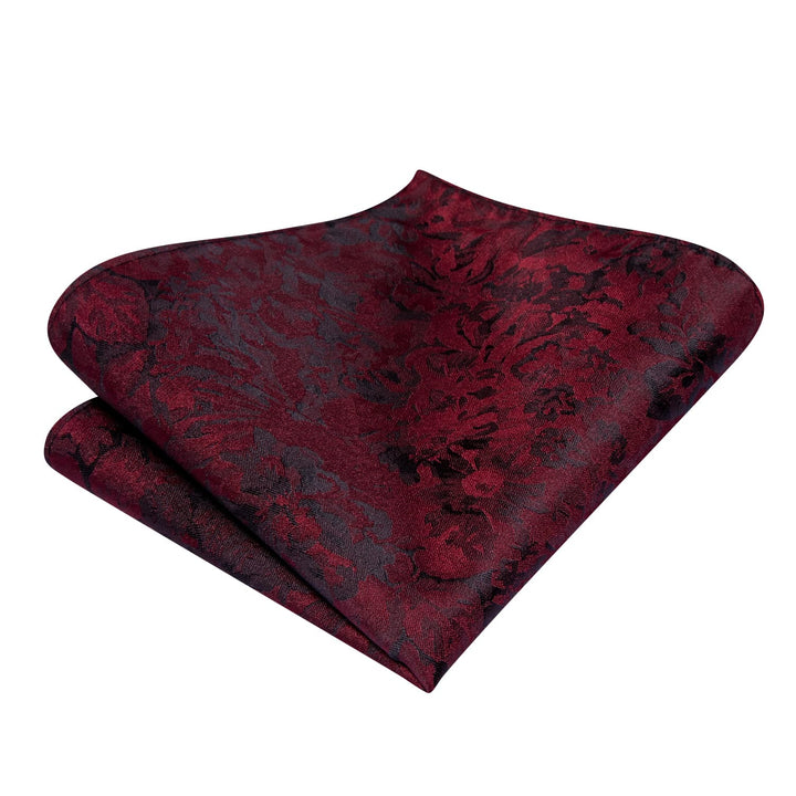 fashion sale silk floral red bowtie handkerchief cufflinks set for mens suit dress