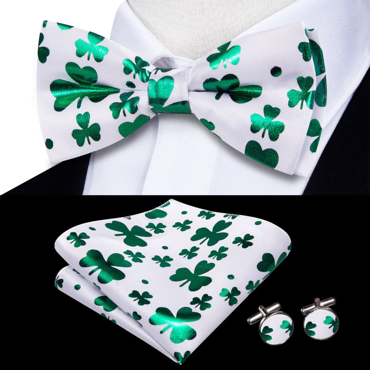 Green Clover Silk Pre-Tied Bow Tie