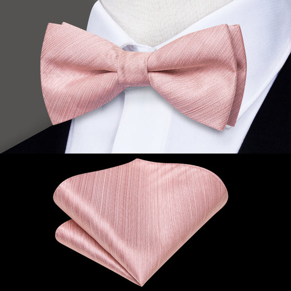 Ties2you Kids Tie Pink Striped Children's Bow Tie Pocket Square Set