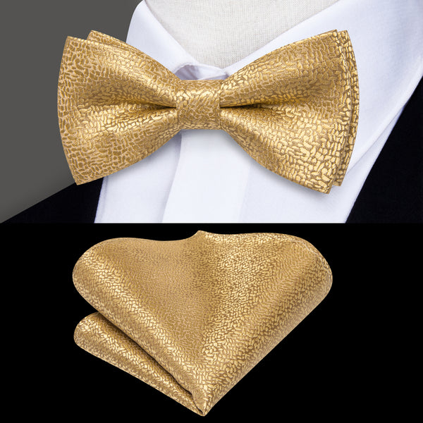 Ties2you Children's Bow Tie Earthy Yellow Geometric Kids Bow Tie Pocket Square Set