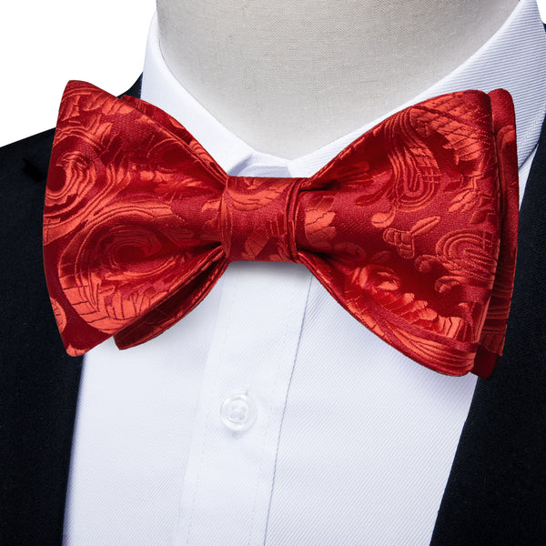 Ties2you Holiday Mens Bow Tie Red Floral Self-Tied Bowtie Pocket Square Cufflinks Set