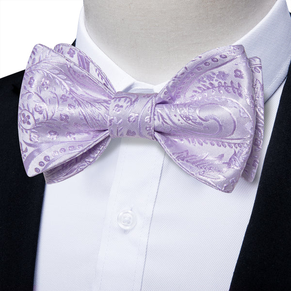 Ties2you Floral Lavender Bowtie Self-tie Bow Tie Wedding Pocket Square Cufflinks Set
