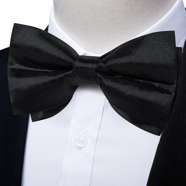 Classic Pre-Tied Bow Tie Set Formal Pocket Square Solid Hanky Classic Pre-Tied Bow Tie Set Formal Pocket Square Solid Hanky