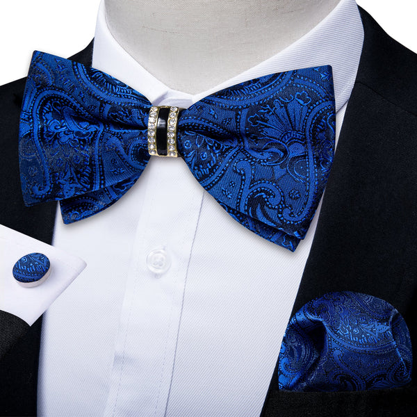 floral Royal blue bowtie set
