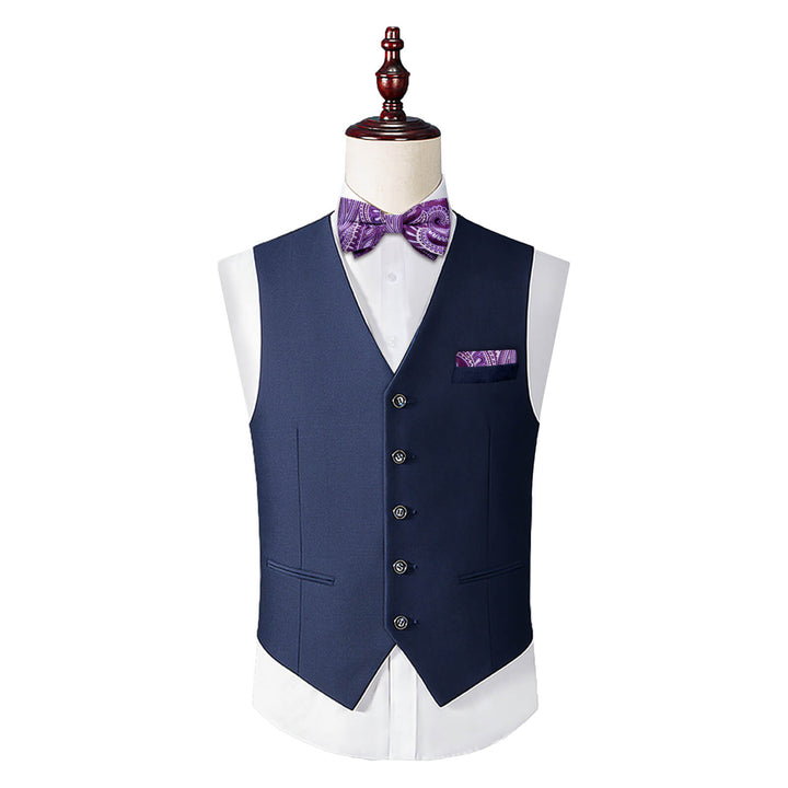 Purple White Paisley Silk Bow Tie 