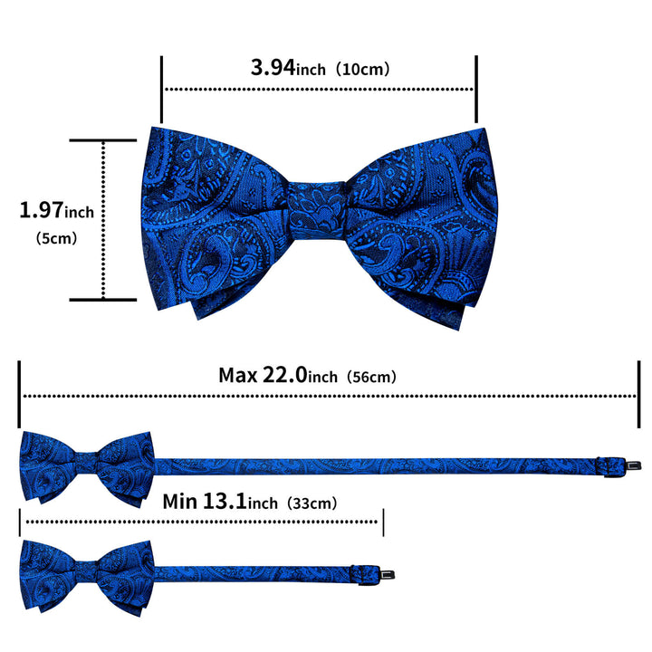 Cobalt Blue Paisley Silk Bow Tie
