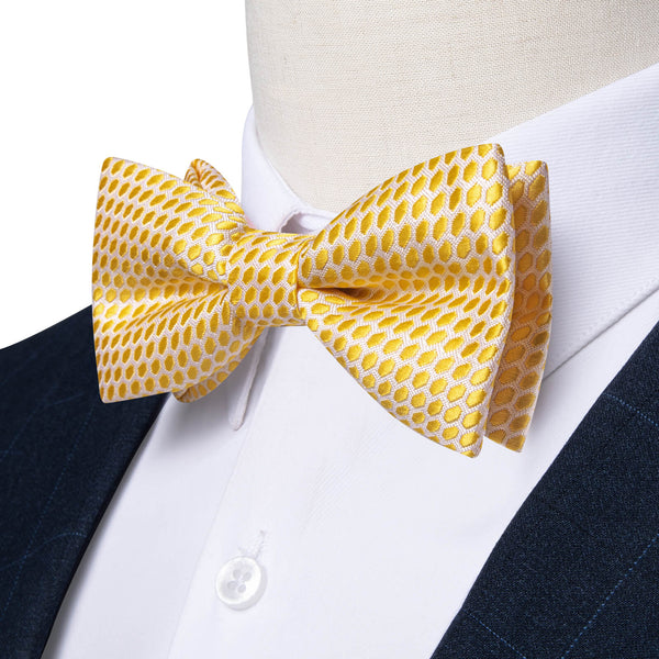 Yellow Geometric Silk Bow Tie