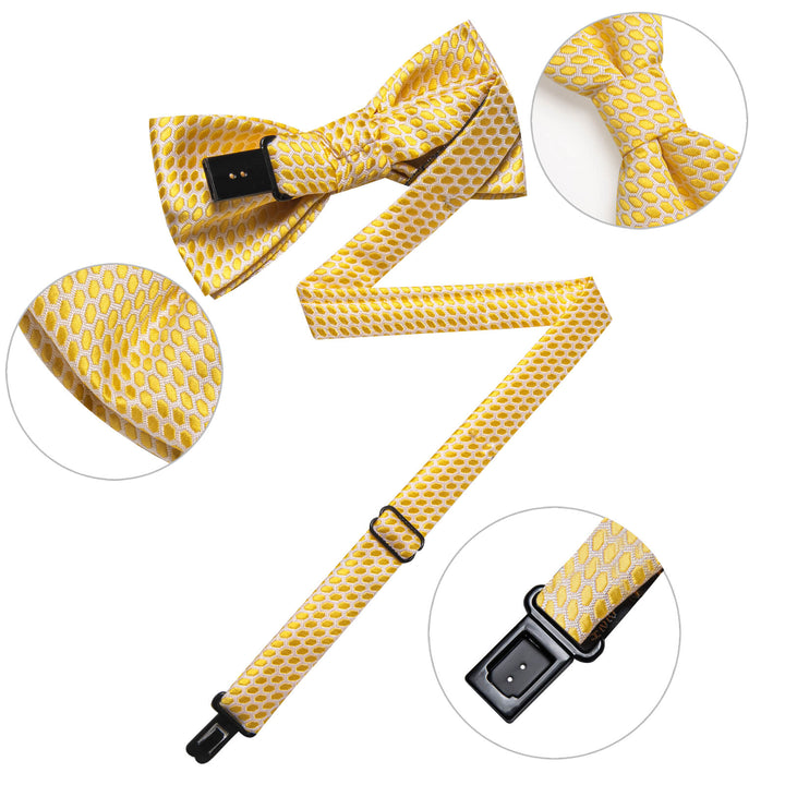 Yellow Geometric Silk Bow Tie