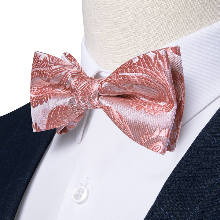  Light Pink Paisley Silk Bow Tie