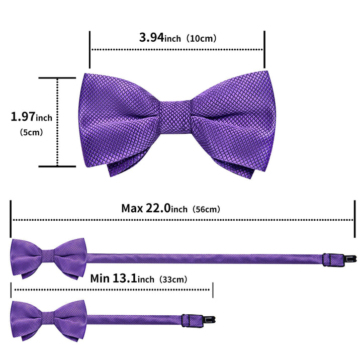 Violet Purple Plaid Silk Bow Tie 