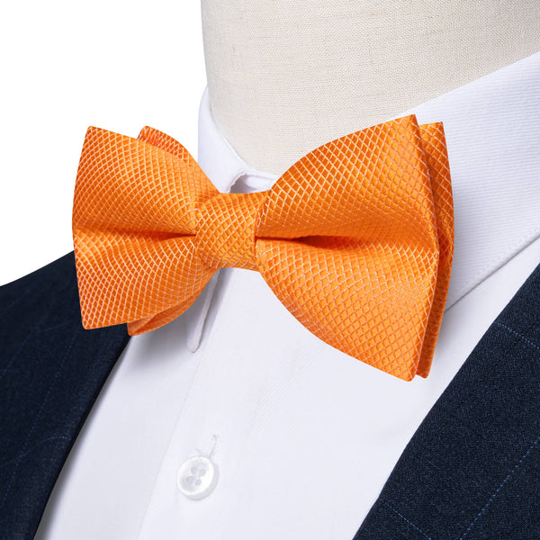 Carrot Orange Plaid Silk Bow Tie