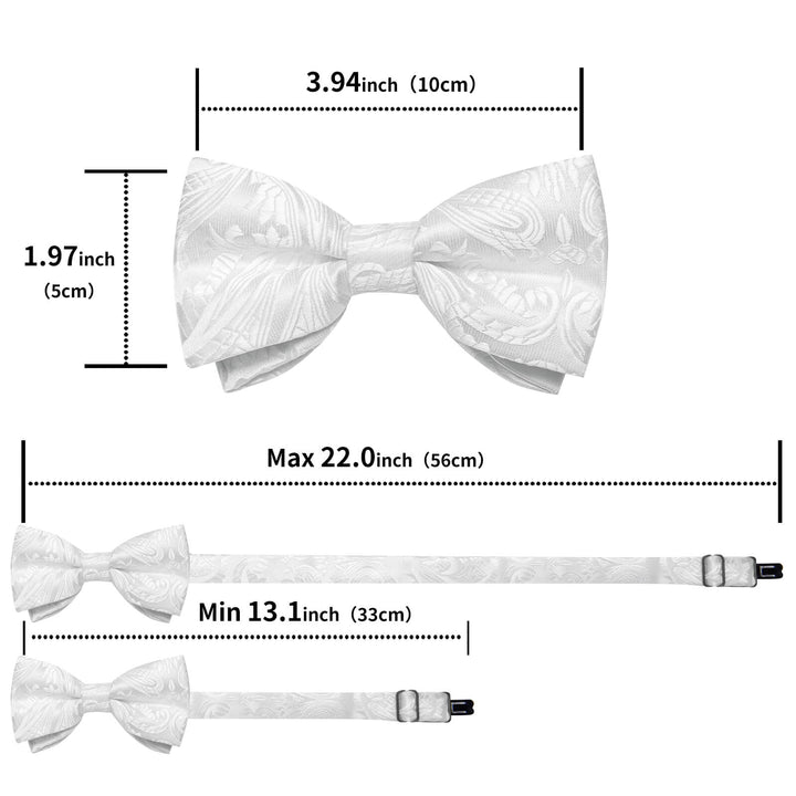 White Jacquard Woven Floral Silk Bow Tie