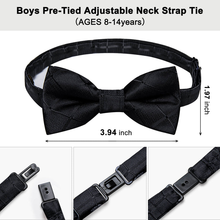 Black Woven Plaid Silk Bow Tie