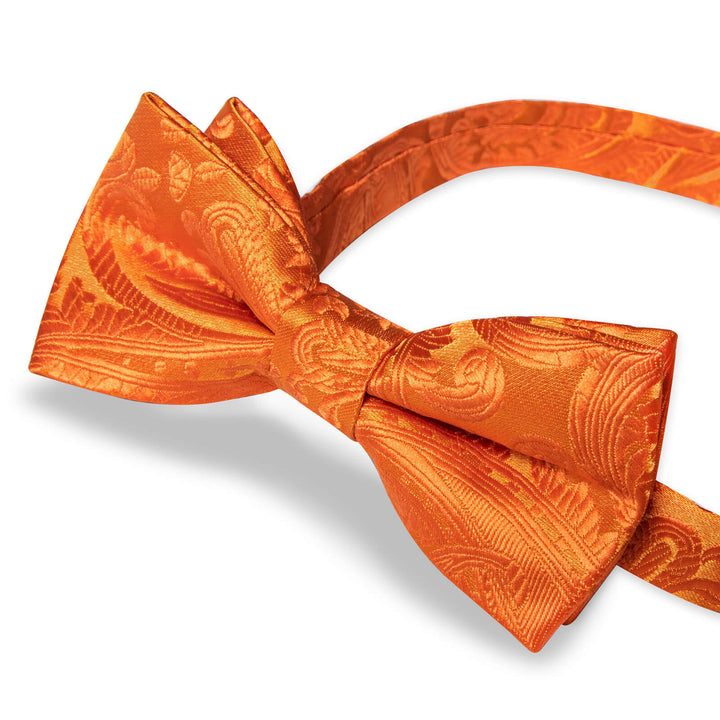  Tiger Orange Paisley Bow Tie 