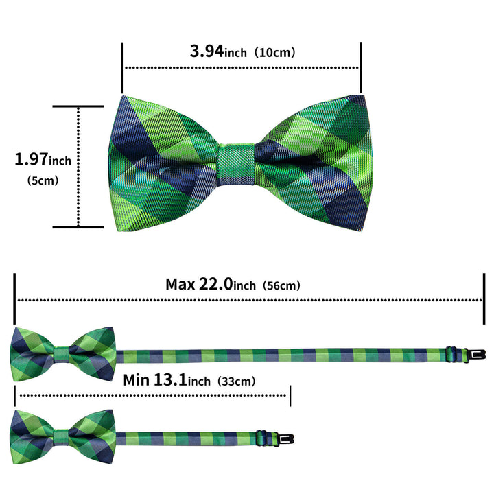 Dark Blue Green Plaid Bow Tie
