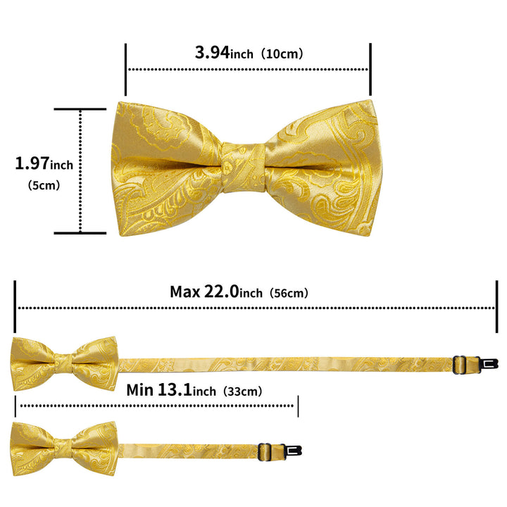  Canary Yellow Paisley Bow Tie 