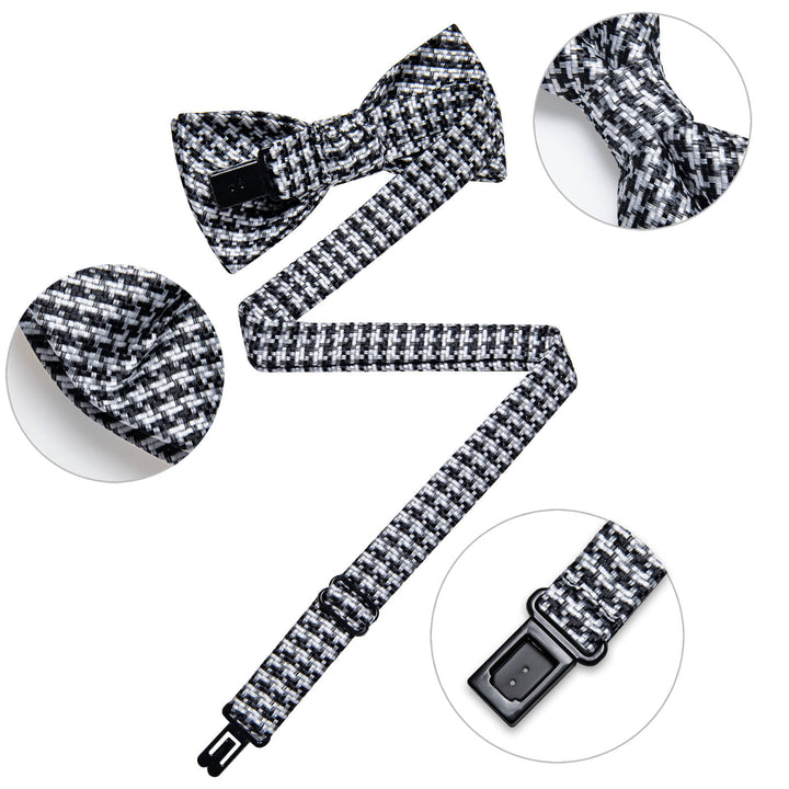  Black White Striped Bow Tie