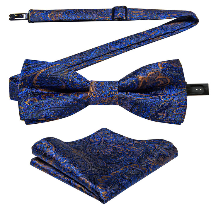 Azure Blue Floral Bow Tie
