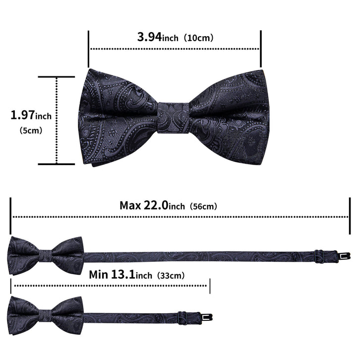 Coal black Paisley Bow Tie