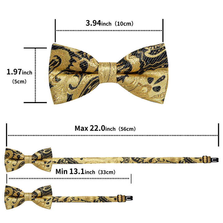 Black Gold Floral Bow Tie