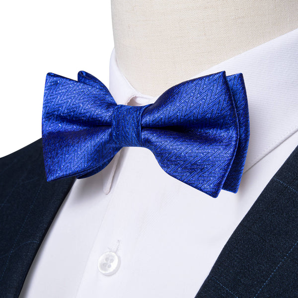 Cobalt Blue Striped Bow Tie