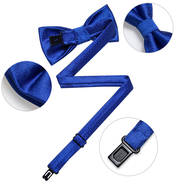 Cobalt Blue Striped Bow Tie