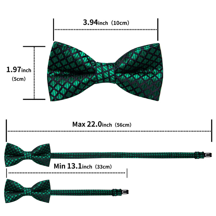 Emerald Green Black Plaid Bow Tie