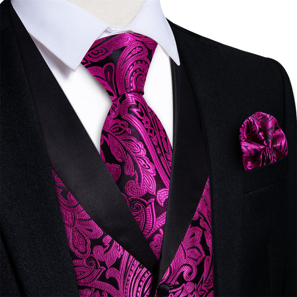 Ties2you Dress Vest Bright Purple Paisley Shawl Collar Silk Mens Waistcoat Tie Set