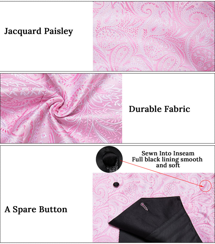 Pink Paisley Black Collar Vest 