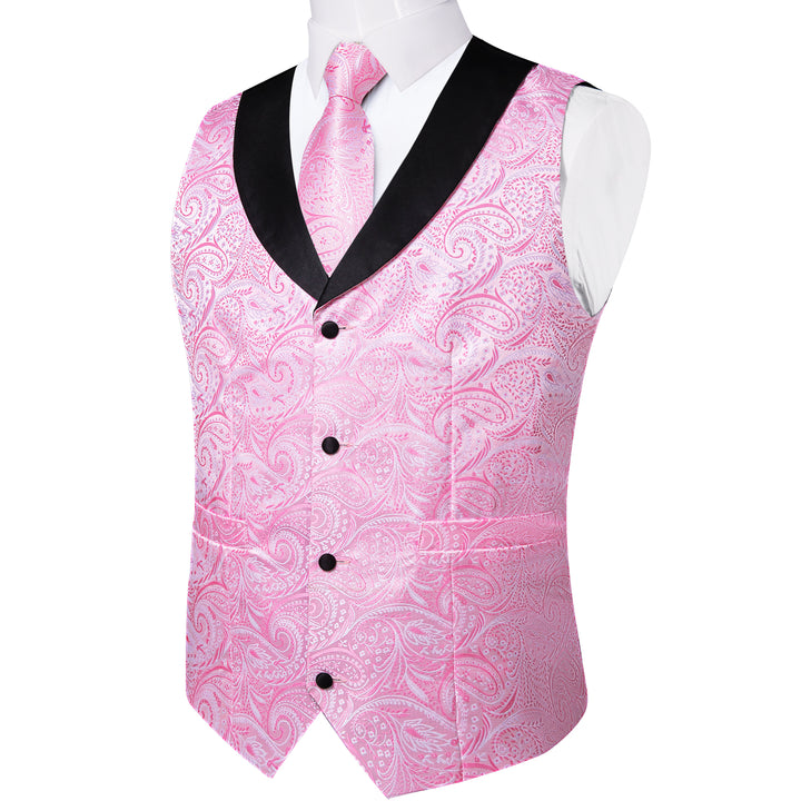 Pink Paisley Black Collar Vest 
