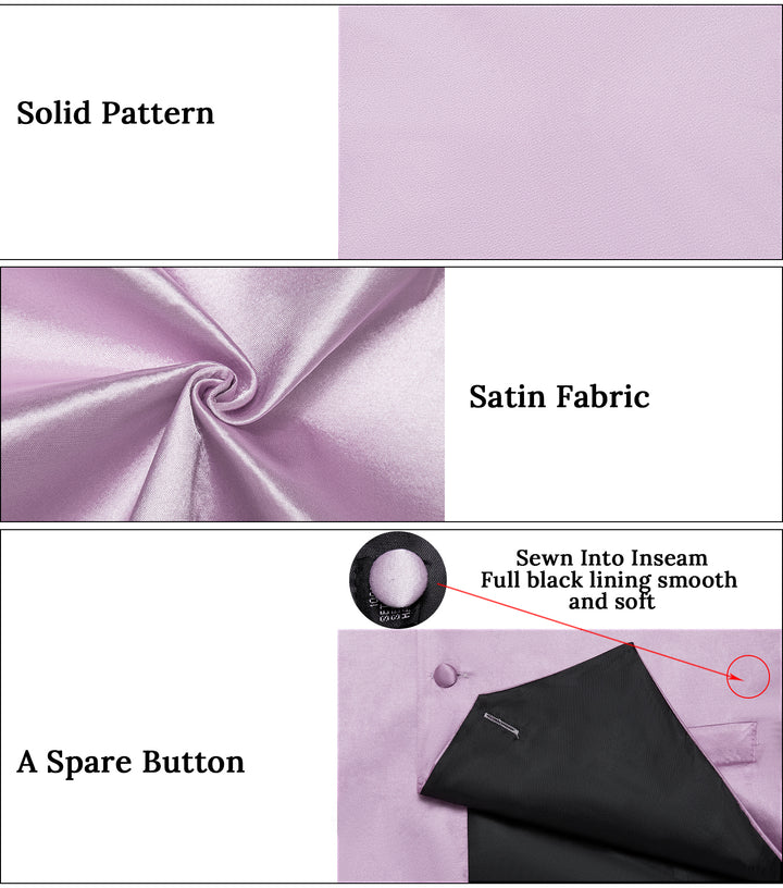 Satin Light Purple Pink Solid Men's Vest