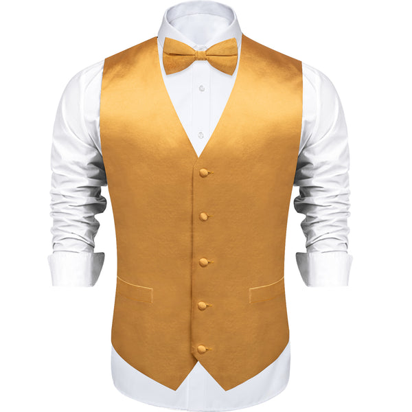 Gold Solid Silk Men's Vest Single Vest