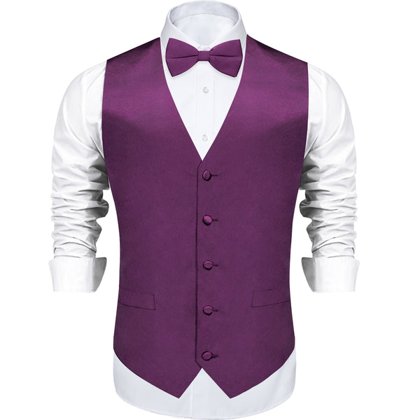 Purple Violet Solid Silk Men's Vest Single Vest