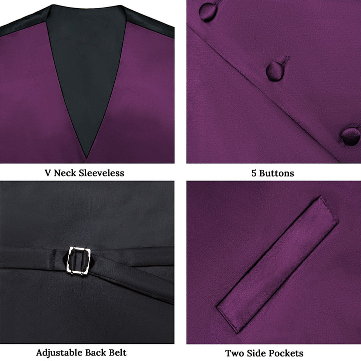 Satin Dark Purple Solid Men's Vest 