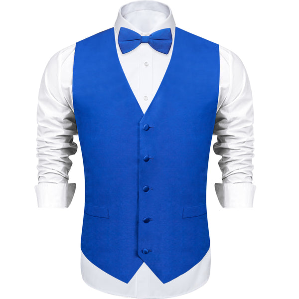 Klein Blue Solid Silk Men's Vest Single Vest