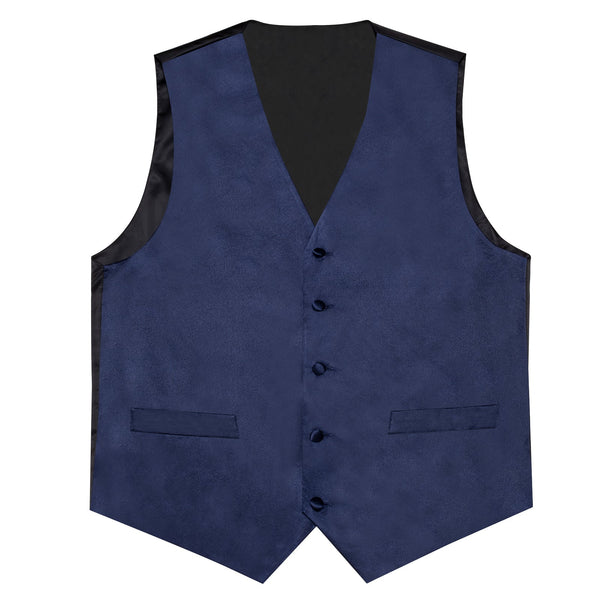 Ties2you Vest for Men Satin Navy Blue Solid Men's Vest Bow Tie Set