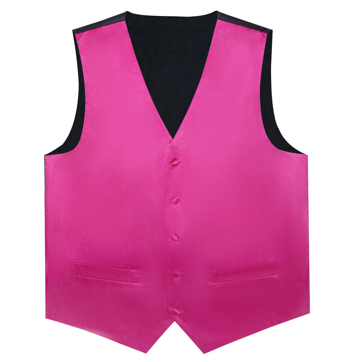Hot Pink Solid Vest for Men Men's Vest Tie Set