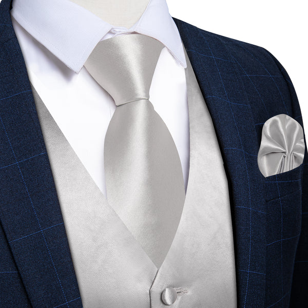 Cloud Grey Solid Vest for Men Men's Vest Tie Set