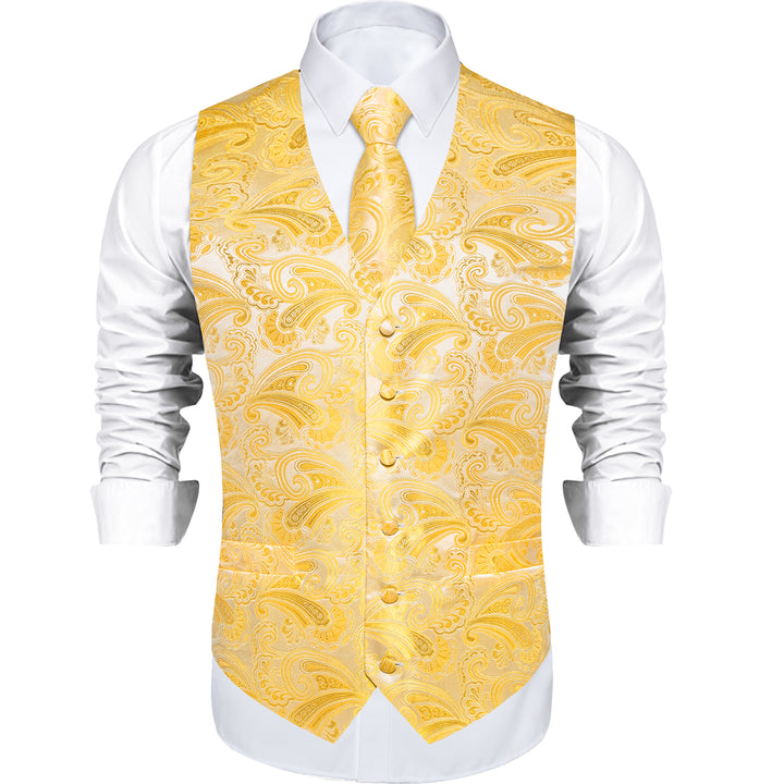  Butter Yellow Vest For Men Paisley Vest 