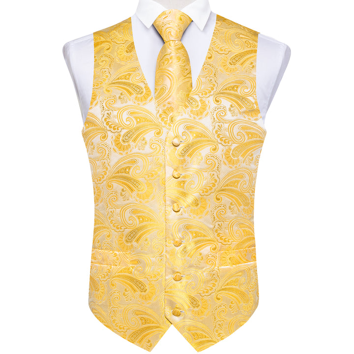  Butter Yellow Vest For Men Paisley Vest 