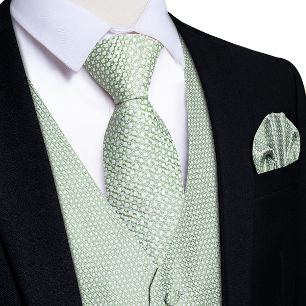 Pistachio Green Vest for Men Polka Dots Men's Vest Tie Set